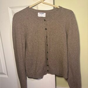 Old Navy Neutral Taupe Crewneck Button Cardigan